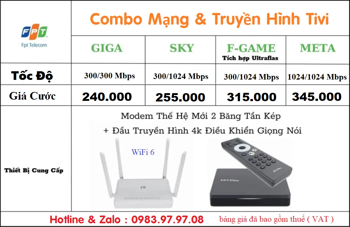 【Lắp Mạng FPT Quận Ba Đình】- Gói Cước Rẻ, Ưu Đãi Cực Lớn 2 combo Quan 2