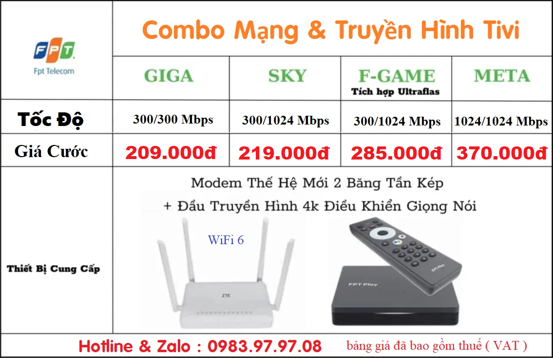 【Lắp Mạng FPT Bình Dương】- Cáp Quang Siêu Tốc, Giá Cước Ưu Đãi 7 combo binh duong t9